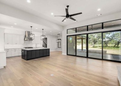 austin / round mountain custom home - living room / kitchen